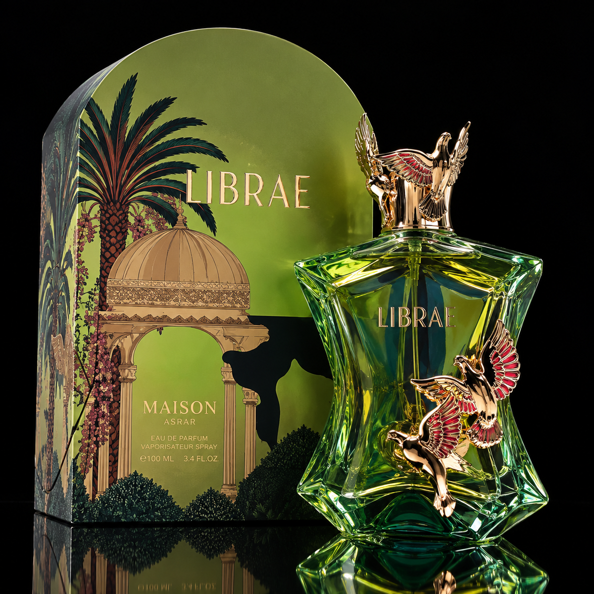 Librae Maison Asrar 100 ml - fotografía profesional sobre fondo negro
