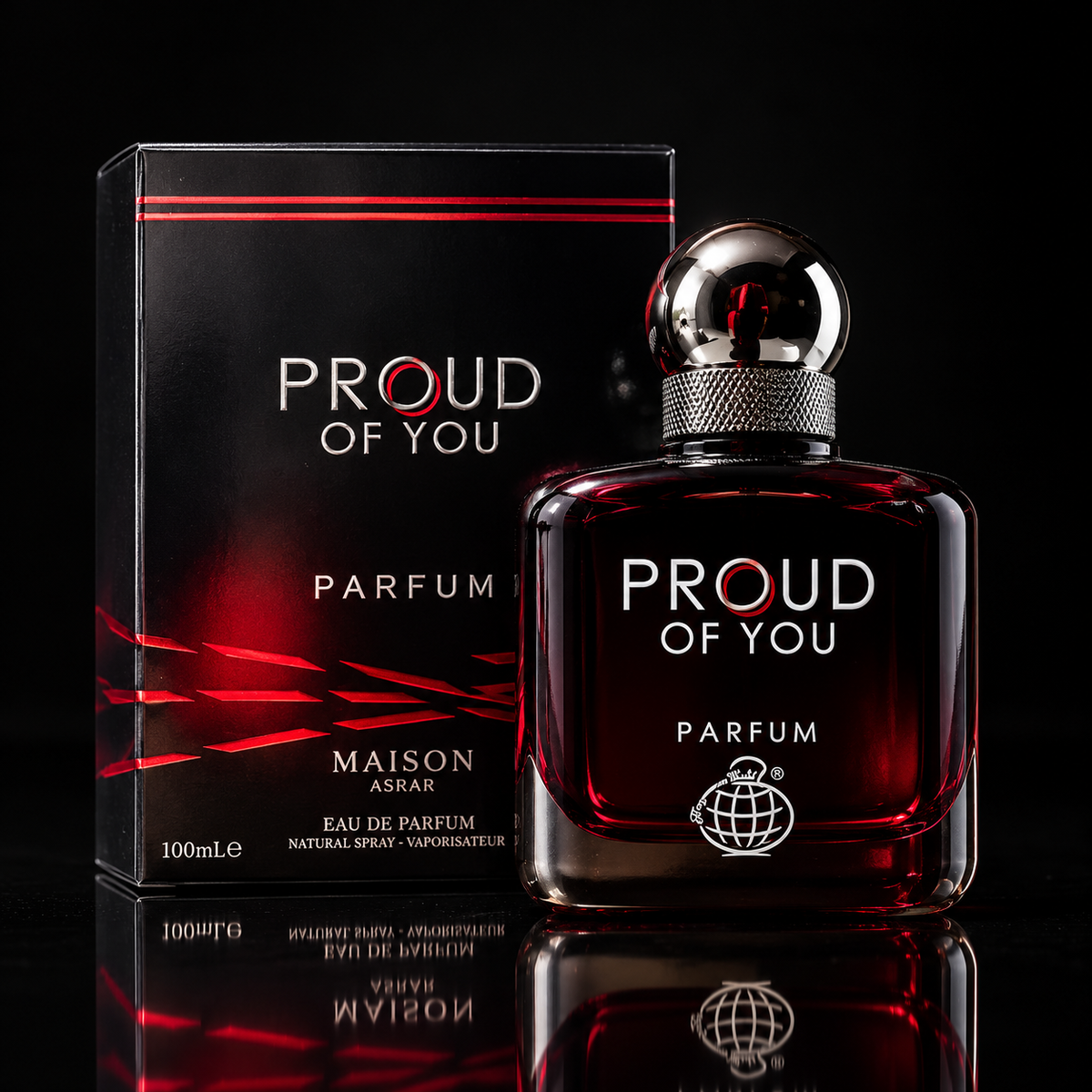Proud Of You Fragrance World 100 ml - fotografía profesional sobre fondo negro