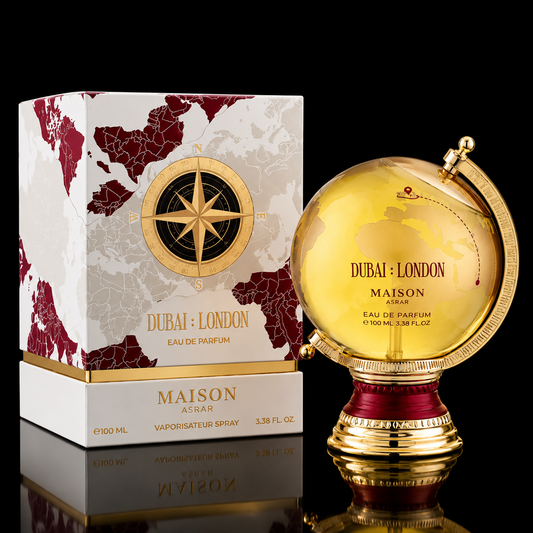 Dubai : London Maison Asrar 100 ml - fotografía profesional sobre fondo negro