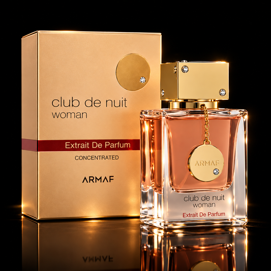 Armaf Club de Nuit Woman Extrait sobre fondo negro