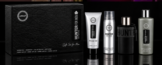 Pack Armaf Hunter For Men Intense sobre fondo negro