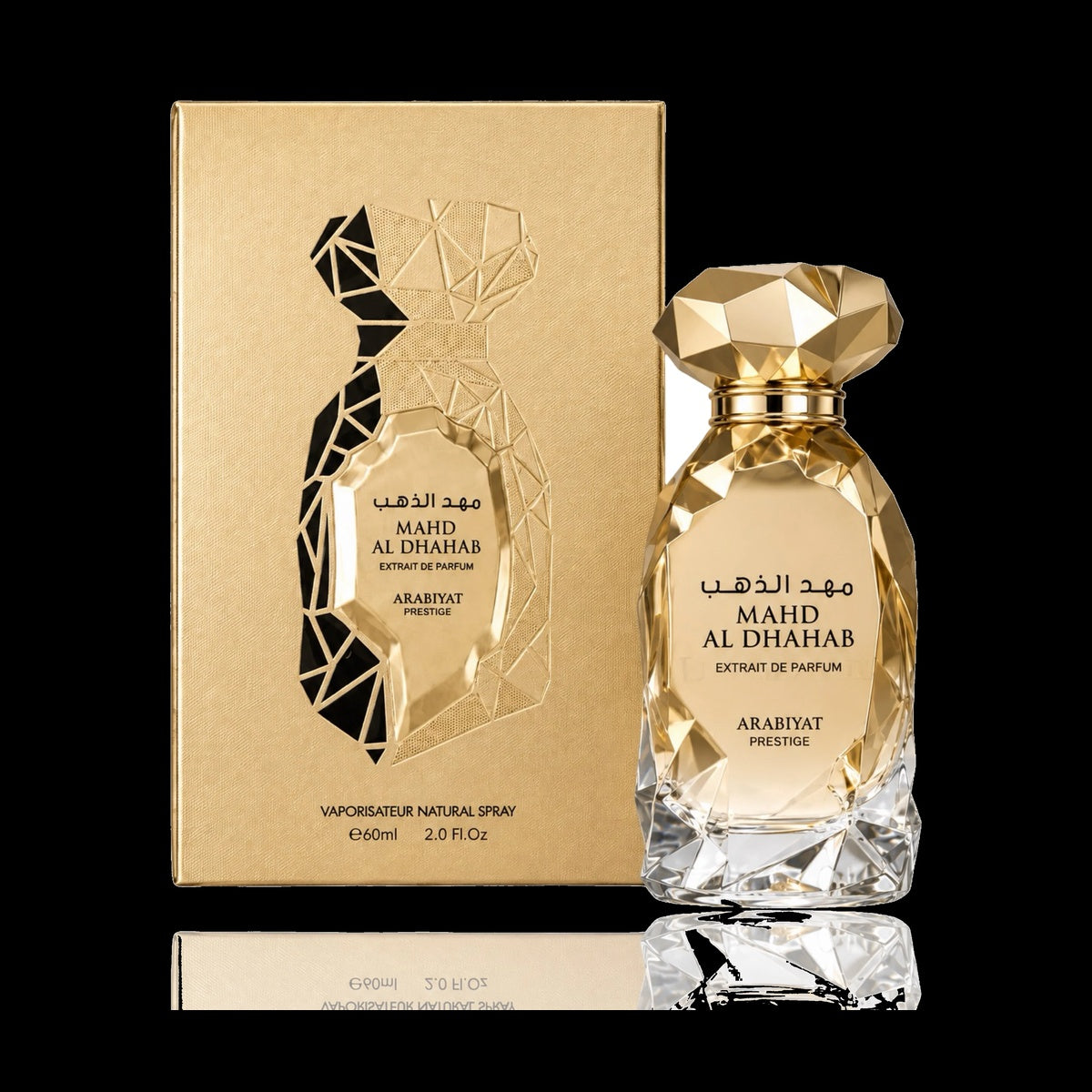 Arabiyat Prestige Mahd Al Dhahab Extrait de Parfum 60 ml con fondo negro