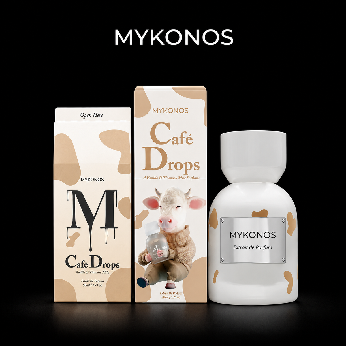 Mykonos Café Drops con fondo negro
