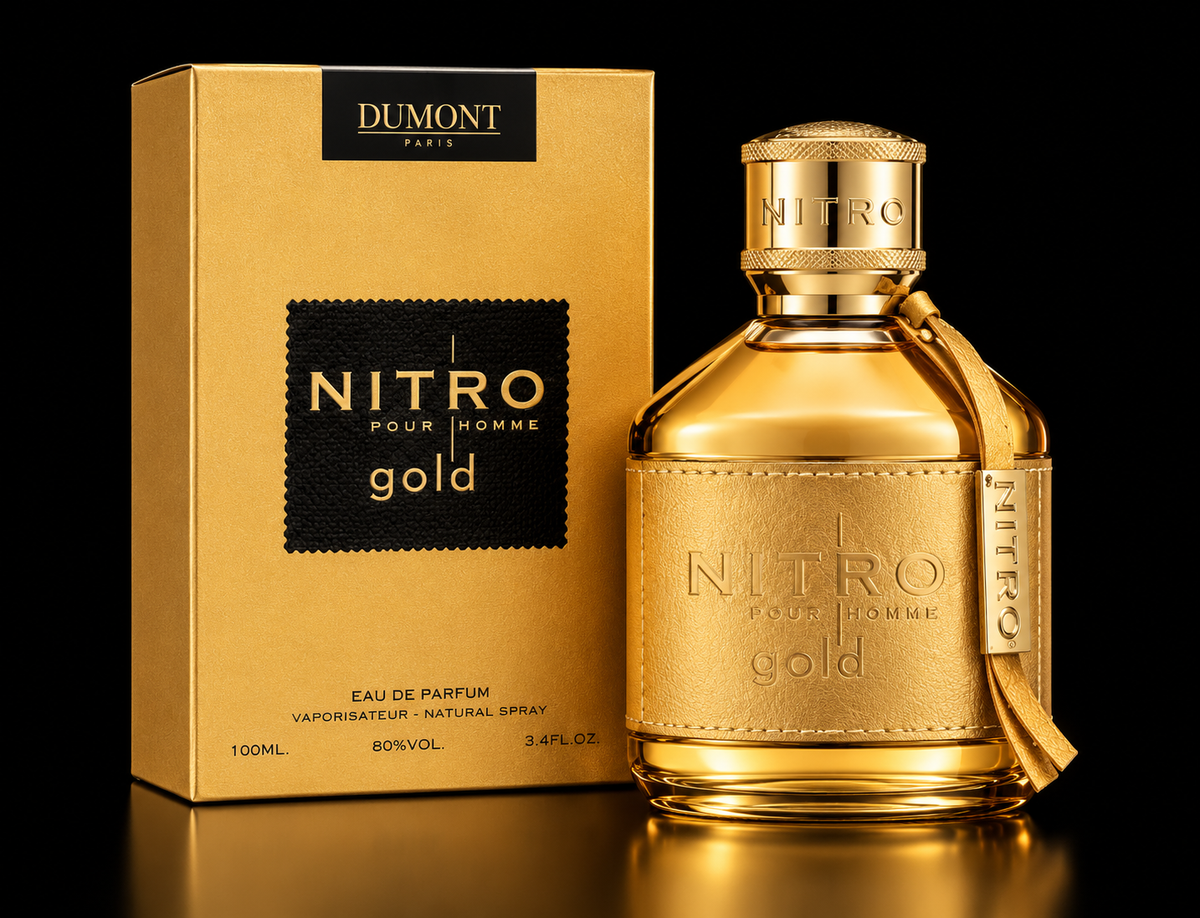 Dumont Paris Nitro Gold 100 ml sobre fondo negro