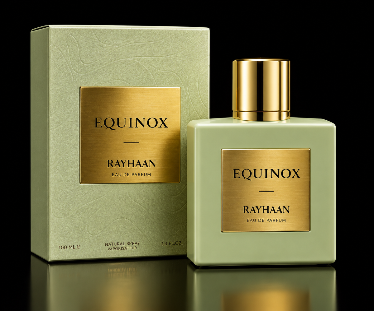 Rayhaan Equinox 100 ml sobre fondo negro
