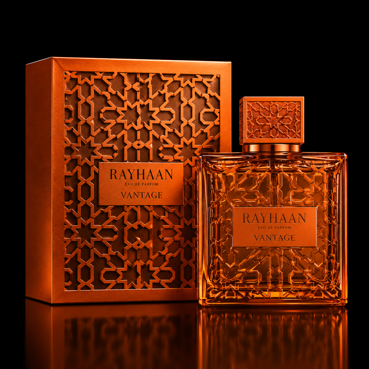 Rayhaan Vantage 100 ml sobre fondo negro